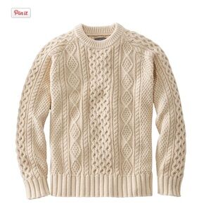 LLBean Cotton Fisherman’s Crewneck, Beige Large, never opened.